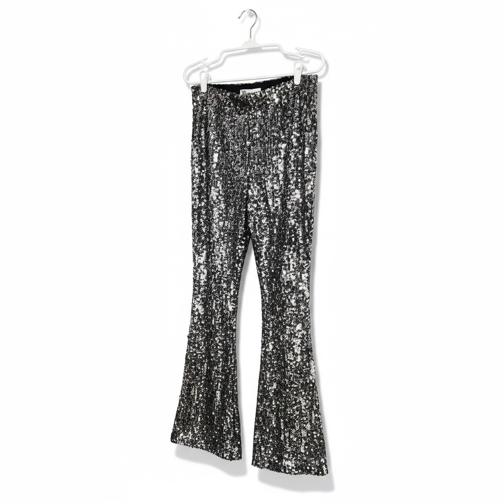 No boundaries, silver sequin flare pants size small